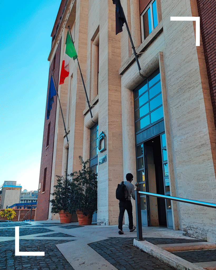 Eingang des Nationalen Forschungsrats Italiens (CNR) in Rom, Veranstaltungsort der Futures4Europe 2026